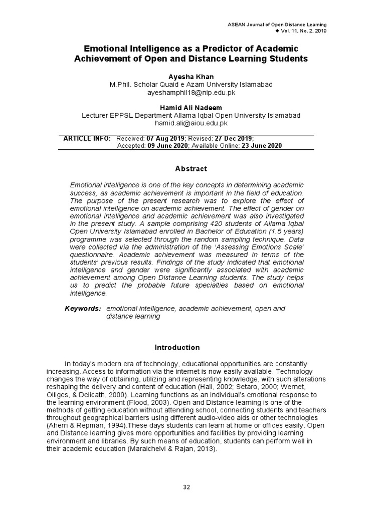 Emotional Intelligence and Academic Success | PDF | Emotional ...
