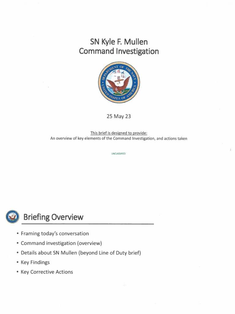 SN Kyle Mullen Command Investigation | PDF