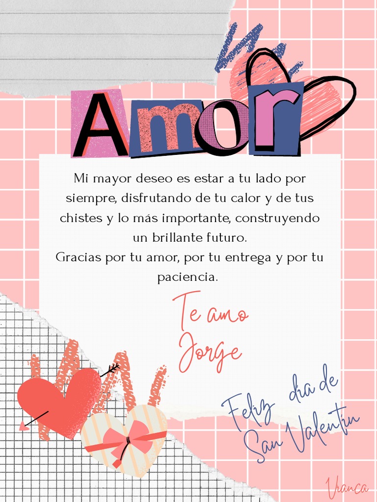 Carta de Amor Feliz San Valentín Recortes de Papel y Corazones Rosa y ...