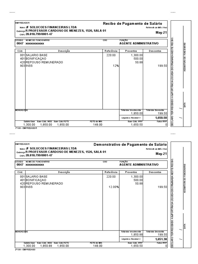 Modelo de Contracheque Editável | PDF | Salário | Ambiente de trabalho