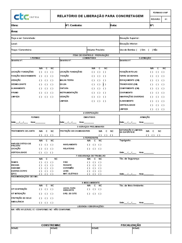 Relatório de Concretagem FORM-003 | PDF