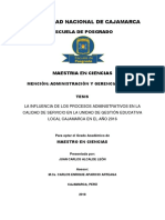 La Influencia de Los Procesos Administrativos en La Calidad de Servicio en La Unidad de Gestión e