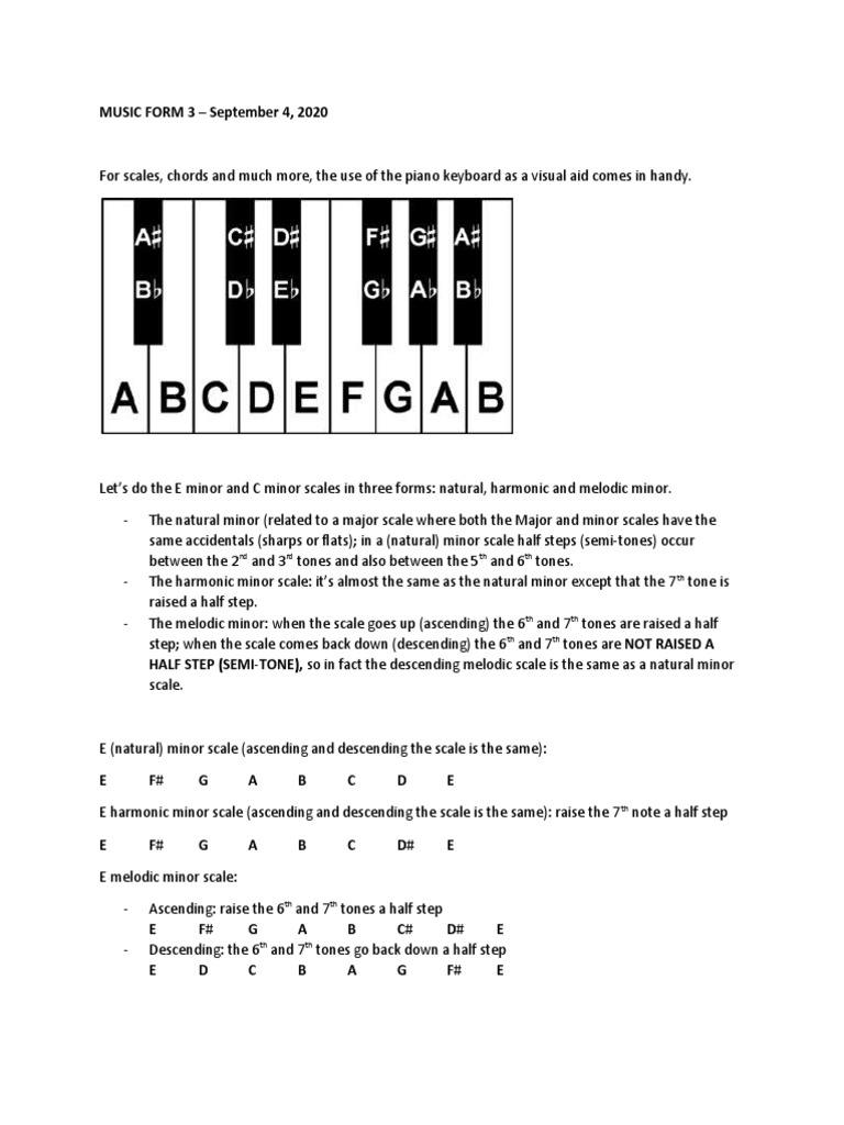 Music Form 3 Lesson 2 Minor Scales Etc PDF Minor Scale Scale (Music)