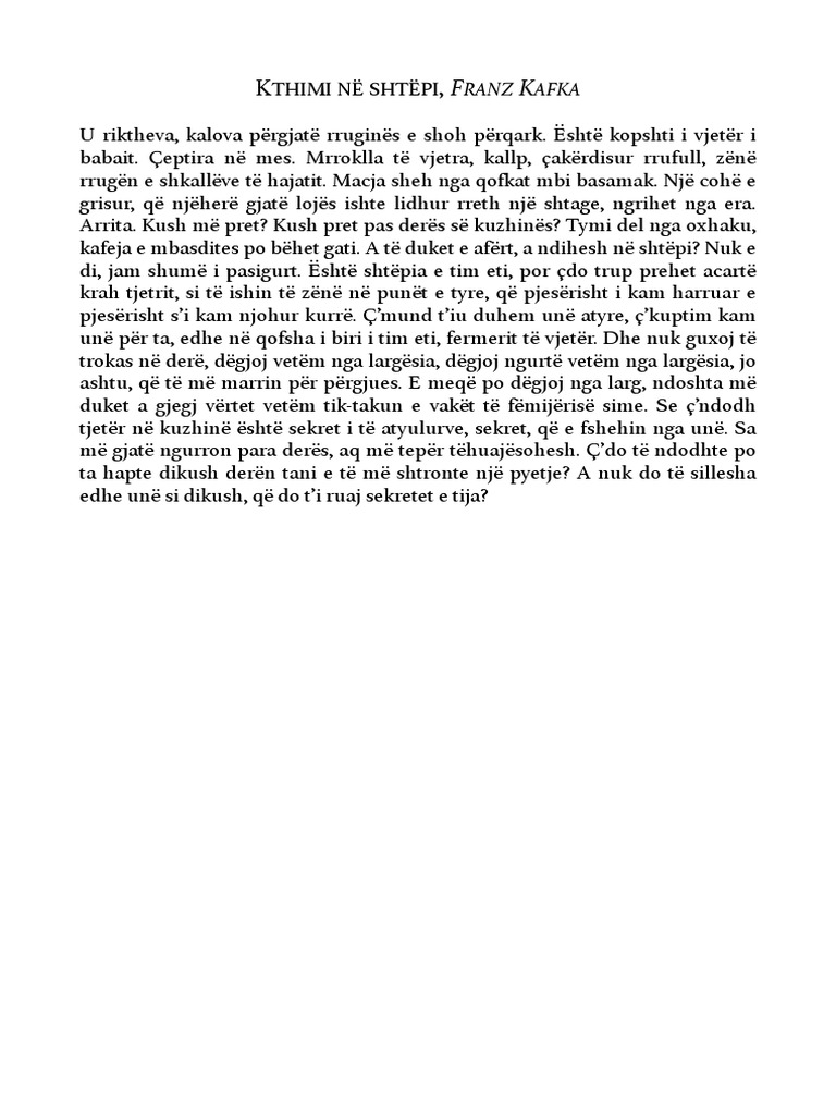 Kthimi Në Shtëpi, Franz Kafka | PDF