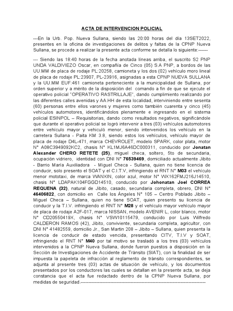 Acta de intervencion policia1 vasquez arroyo 07 pdf veh culos