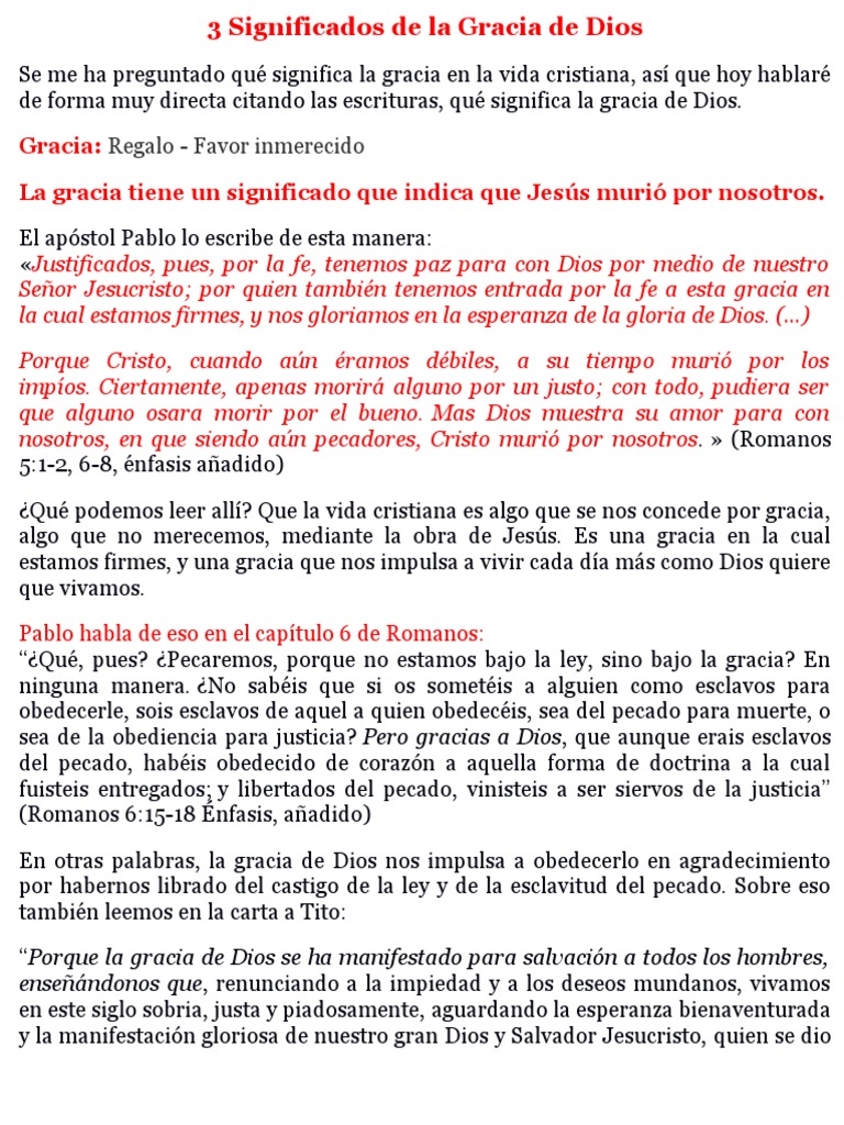 3 Significados de La Gracia de Dios | PDF | Gracia divina | Cristo (título)
