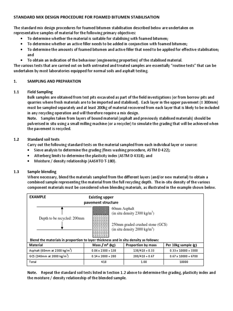 Mix Design For BSM-foam - Feb 2012 | PDF | Asphalt | Density