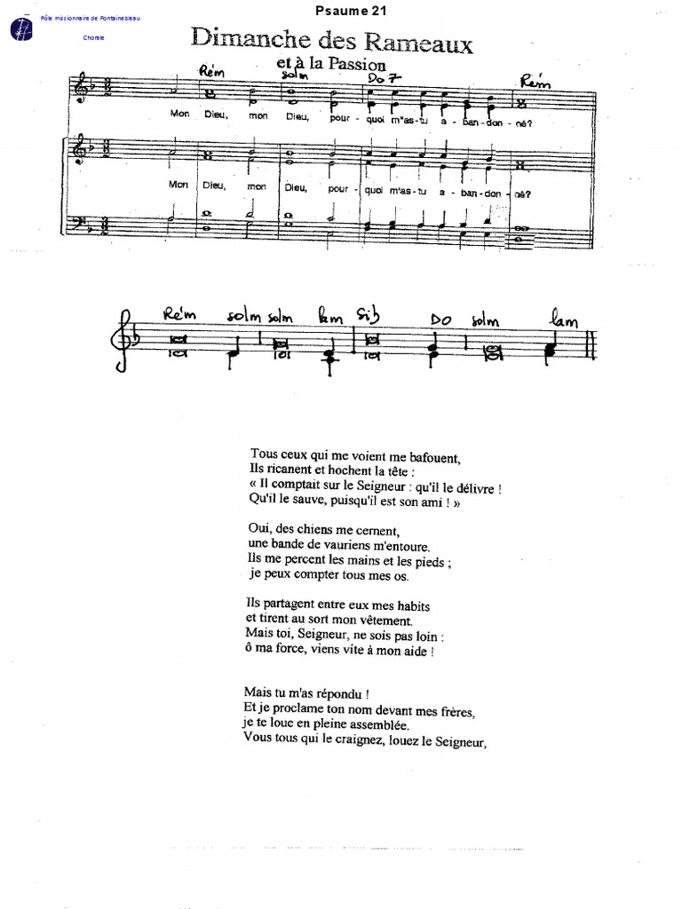 Partition du Psaume 21 pour Chorale | PDF