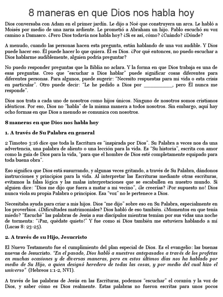 8 Maneras en Que Dios Nos Habla Hoy | PDF | Dios | Jesús