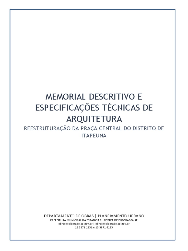 Memorial Descritivo 29070034 | PDF | Iluminação pública | Argamassa ...