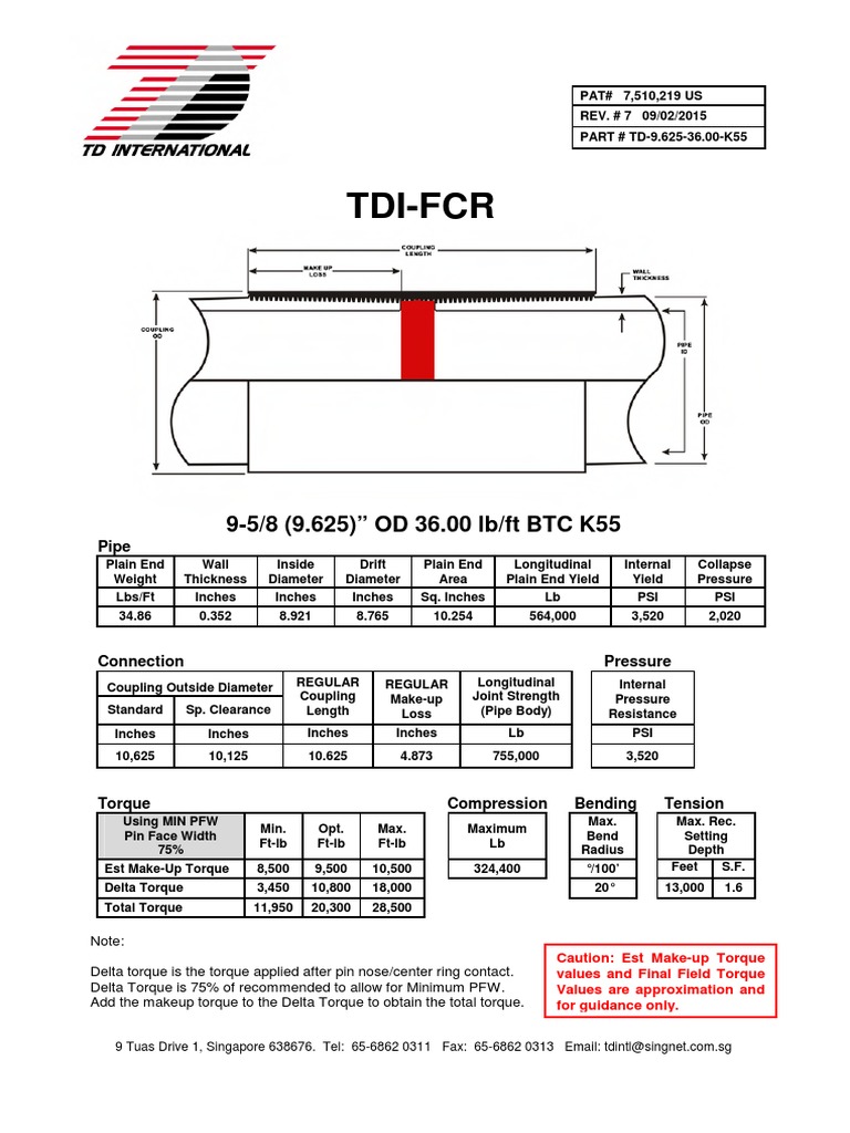 FCR 13 Torque Specifications for BTC K55 | PDF | Pipe (Fluid Conveyance ...