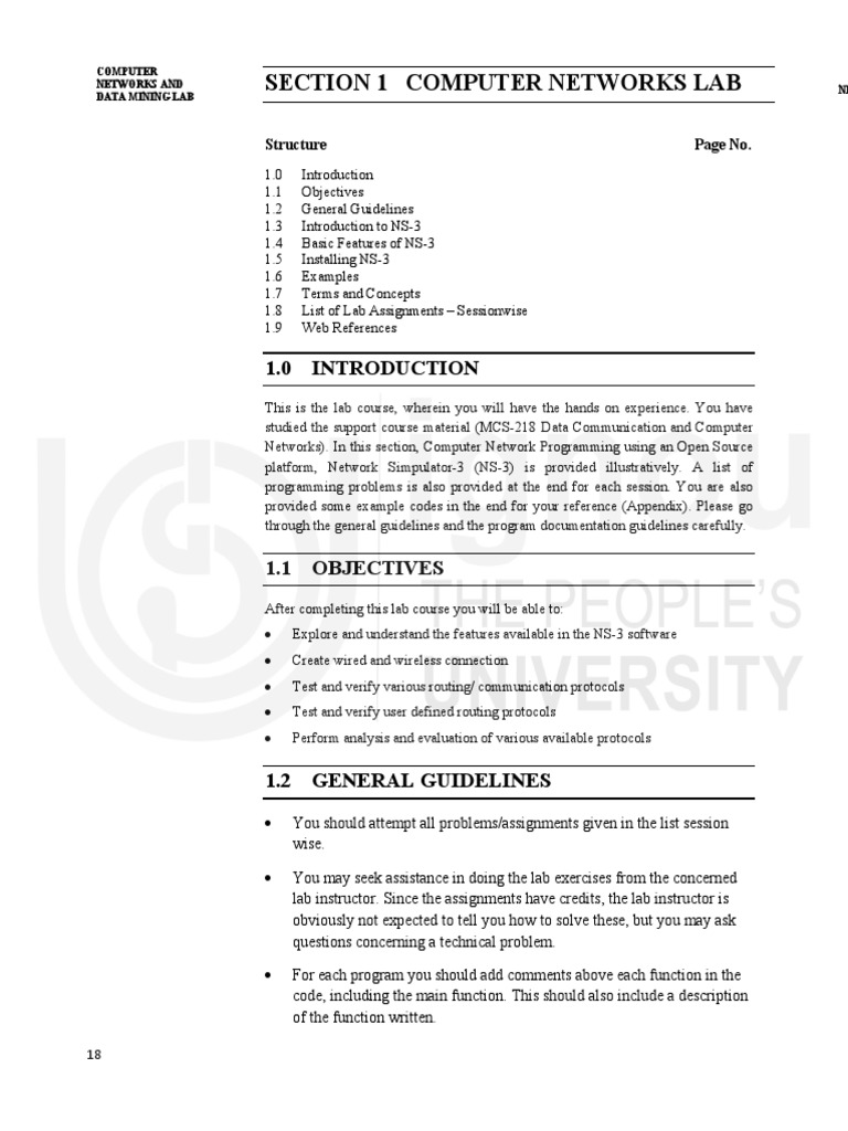 MCSL223 Section1 Computer Networks Lab PDF Computer Network