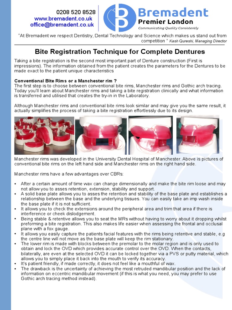 Bite Registration Techniques for Dentures | PDF | Dentures | Dentistry