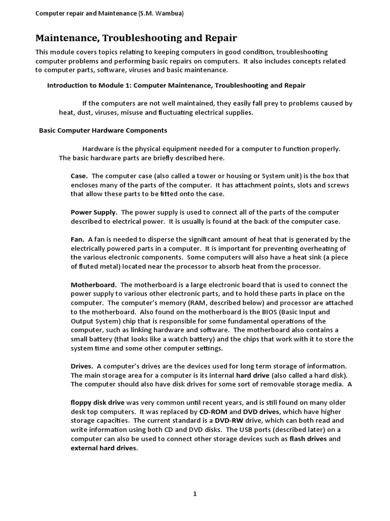 7660 Computer Maintenance and Repair PDF Usb Operating System