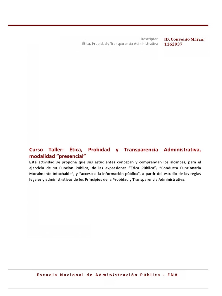 Etica Probidad Y Transparencia Administrativa 1162937 Pdf