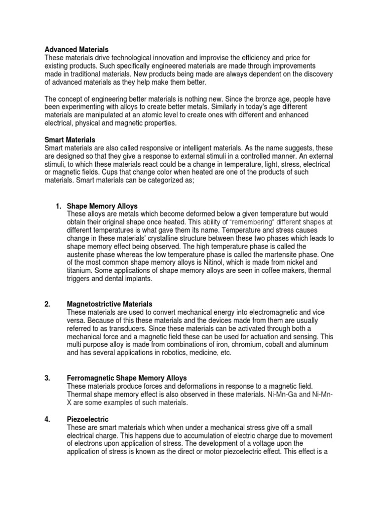 IEM Assignment Advanced Materials PDF Semiconductors Shape Memory