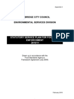 Cambridge City Council Environmental Services Division: Statutory Service Plan For Food Law Enforcement 2010/11
