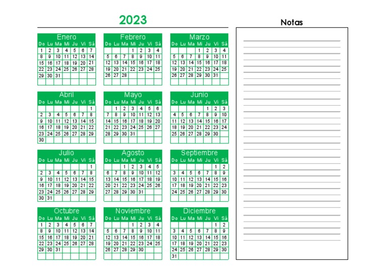 Calendario 2023 Editable en Excel | PDF