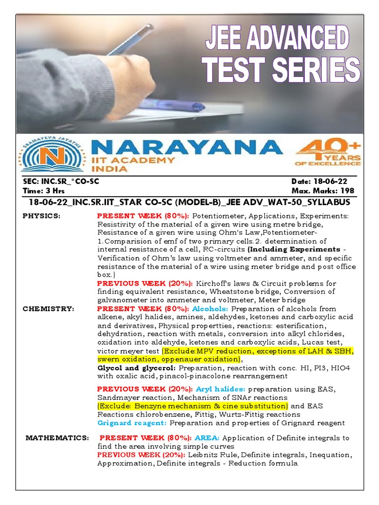 JEE Advanced Model Paper June 2022 | PDF | Capacitor | Chemistry