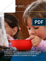 Evaluación Del Programa de Alimentación Escolar y Monitoreo Del Estado Nutricional de Los Niños de Escuelas Públicas y Privadas en Uruguay