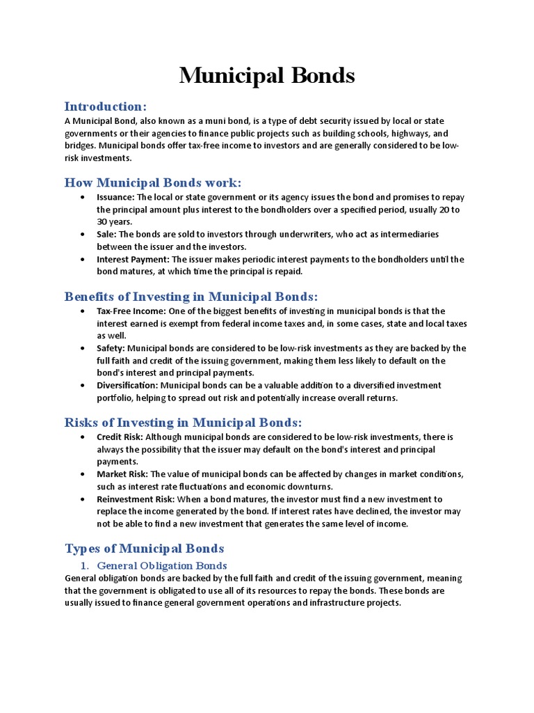 Municipal Bonds | PDF | Bonds (Finance) | Municipal Bond