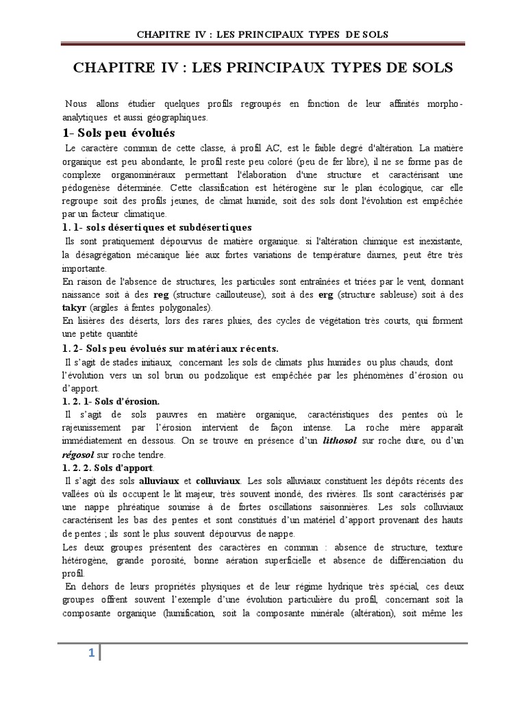 Types de sols : caractéristiques et classifications | PDF | Sol ...