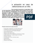 Principios de Actuación en Caso de Detección de Disfunciones en Un Niño