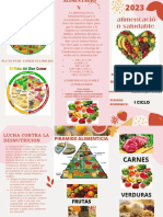 Folleto Sobre Nutrición Alimentación Saludable Orgánico Delicado Rosa Amarillo y Rojo