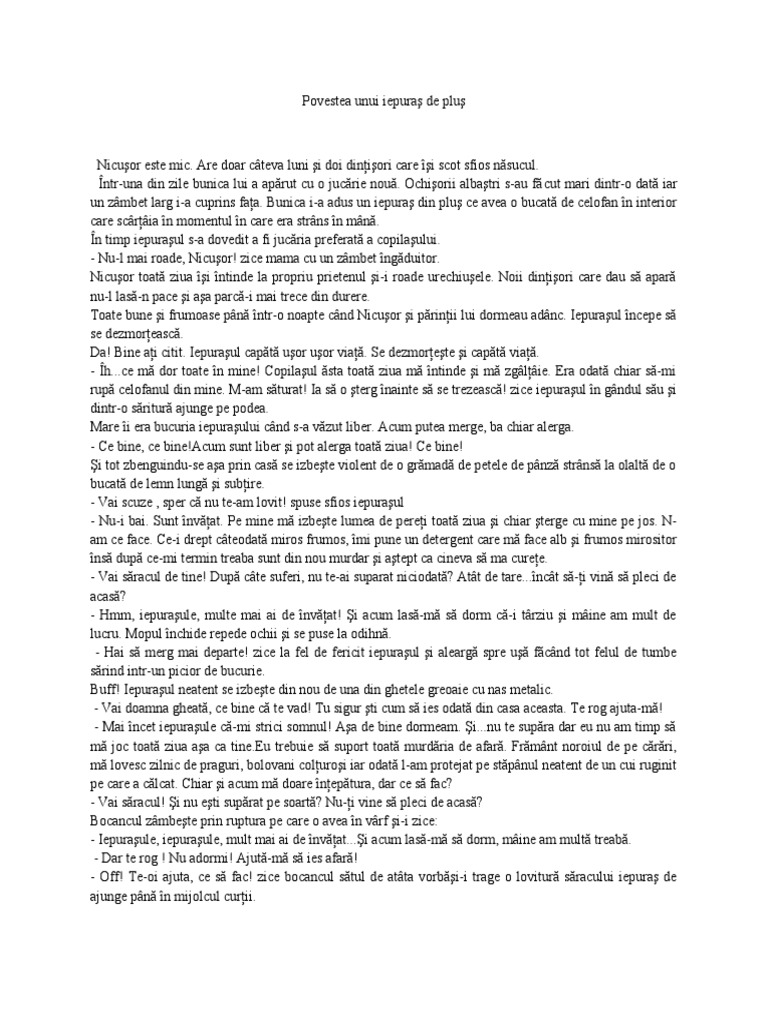 Povestea Unui Iepuras | PDF