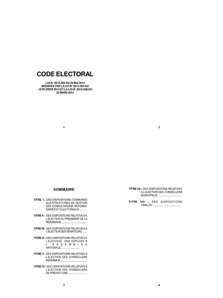 Code électoral et CENI au Togo | PDF | Vote | Élections