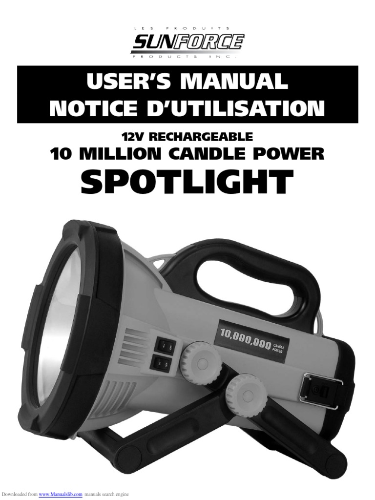 12v Rechargeable 10 Million Candle Power Spotlight PDF Ac Power
