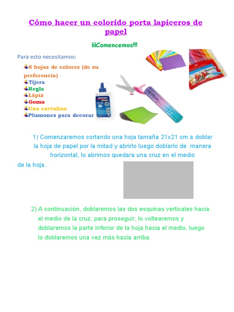 Instructivo para hacer un porta lapiceros | PDF | Artes del Lenguaje y ...