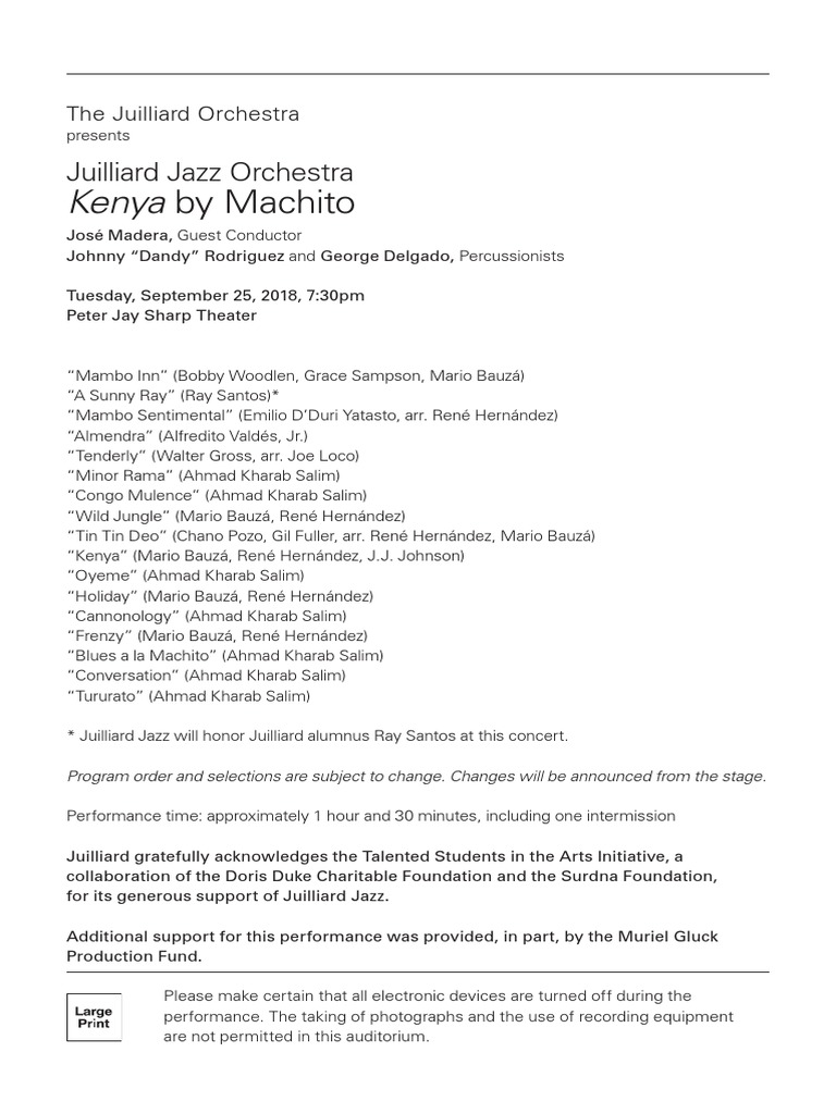 Juilliard Jazz Orchestra Concert | PDF | Cuban Music | Latin American Music