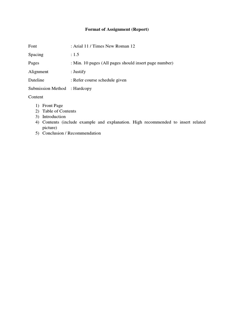 Format of Assignment | PDF