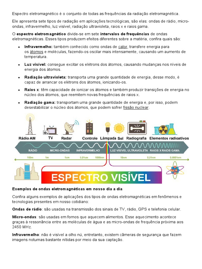 Espectro Eletromagnético | PDF | Radiação eletromagnética | Ondas, image size:768x1024