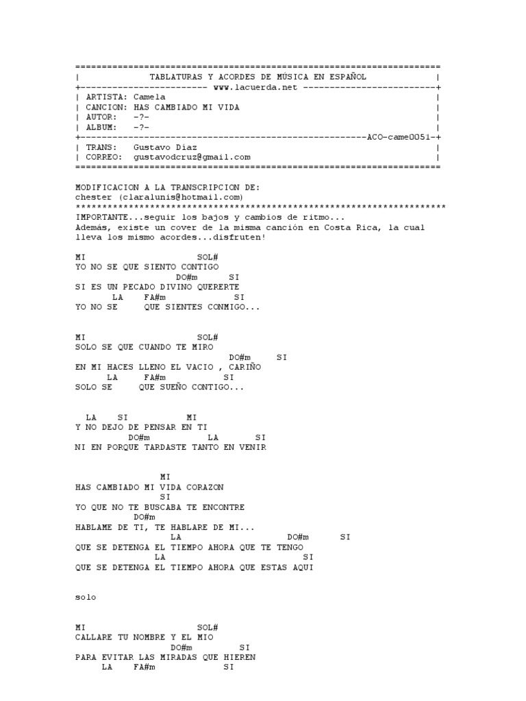 Tablaturas y Acordes de Música en Español | PDF | Amor | Entretenimiento  (general), image size:768x1024