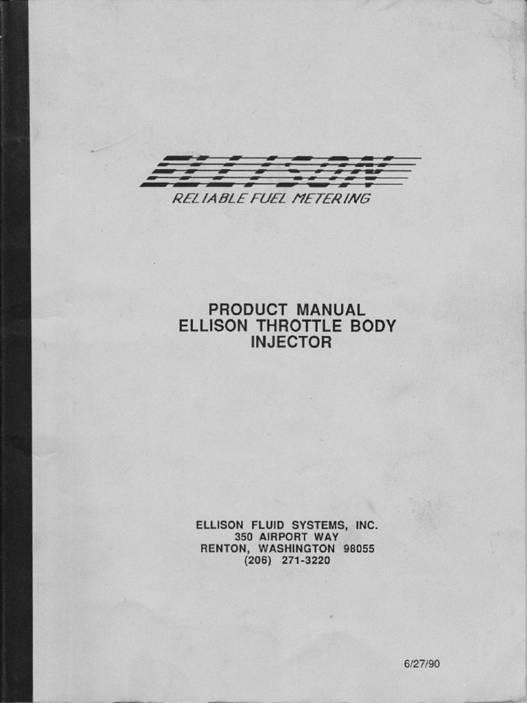 Ellison Throttle Body Injector Manual | PDF | Throttle | Carburetor