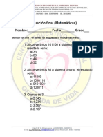 Evaluacion de Matematicas