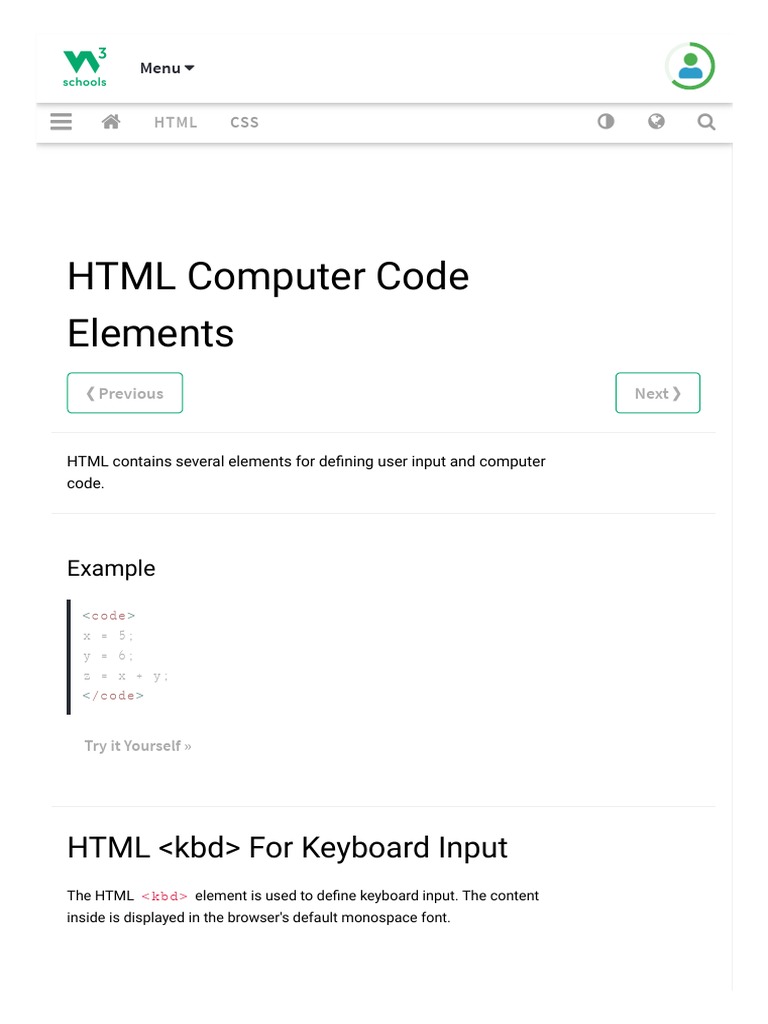 HTML Computer Code Elements | PDF | Html | Html Element