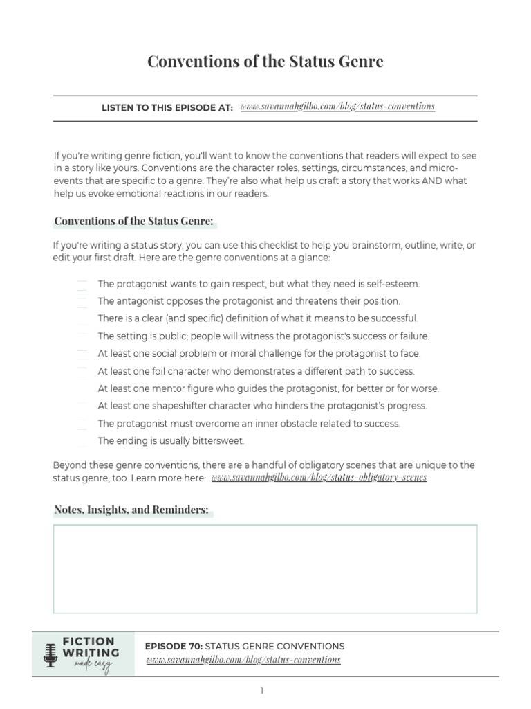 31 Status Genre Cheat Sheet | PDF | Career & Growth | Self-Improvement