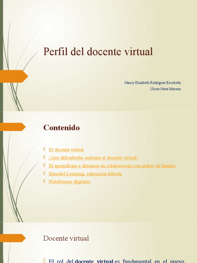 Perfil Del Docente Virtual | PDF | Internet | Maestros