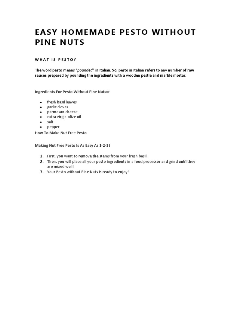EASY HOMEMADE PESTO WITHOUT PINE NUTS PDF