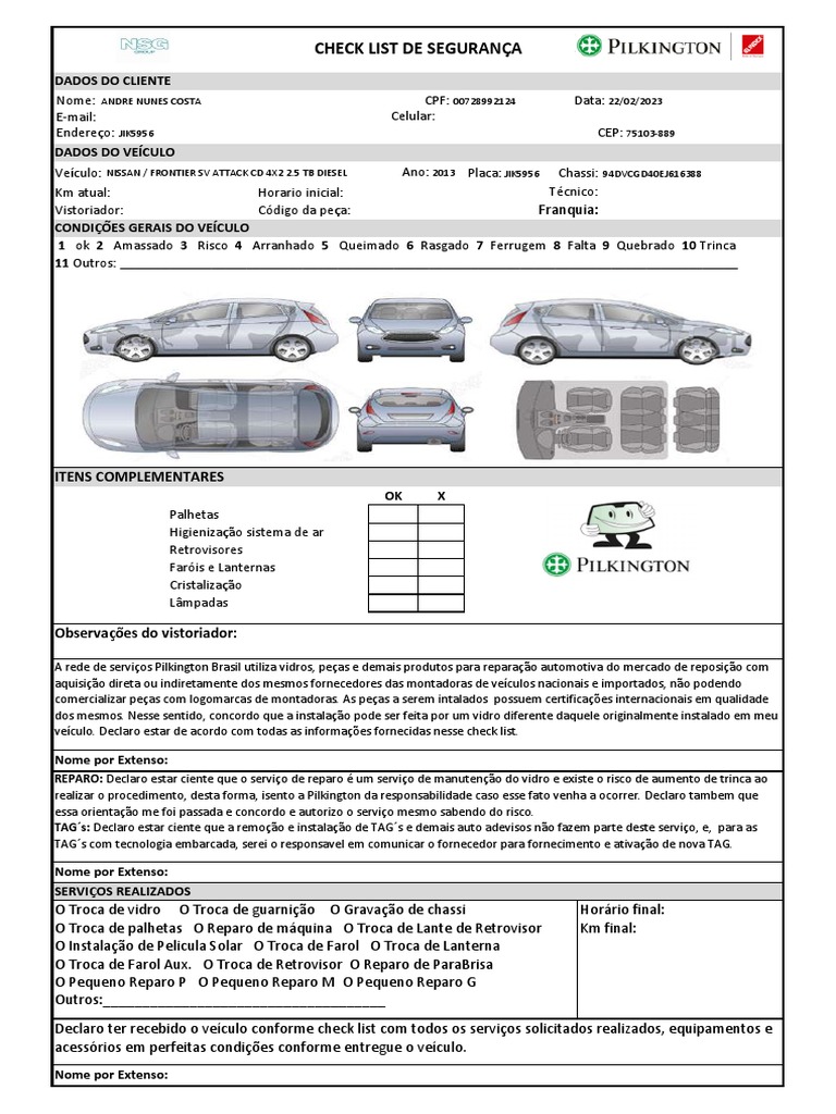 Check List de Serviços Automotivos | PDF