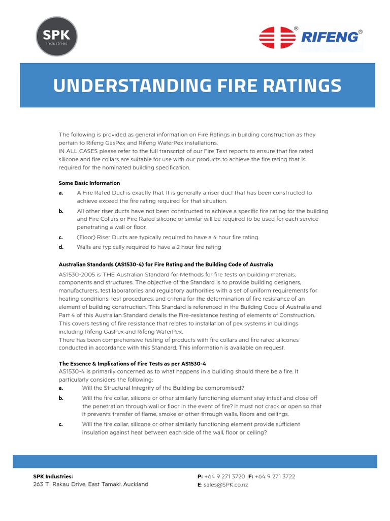 Rifeng Pipe Systems Understanding Fire Ratings PDF Wall Building