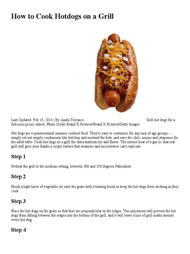 How to Cook Hotdogs on a Grill PDF Curing (Food Preservation) Hot Dog
