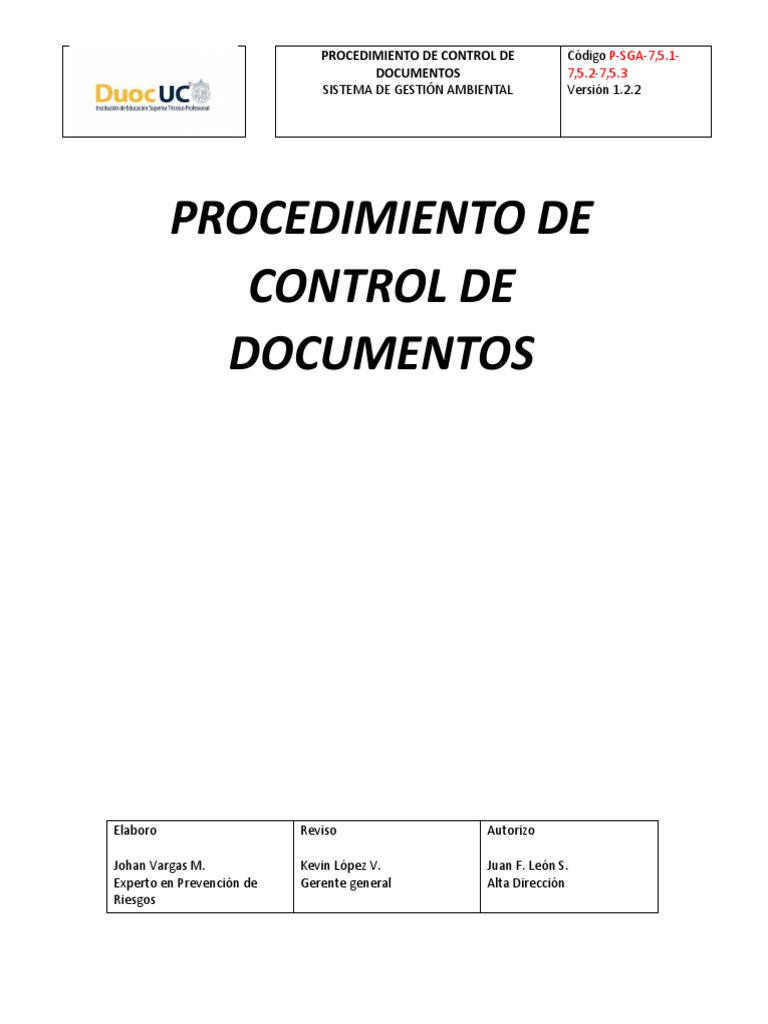 Procedimiento de Control de Documentos | PDF | Gestión de registros ...