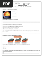 Exercícios sobre Camadas da Terra 6º Ano | PDF | Terra | Crosta (Geologia)