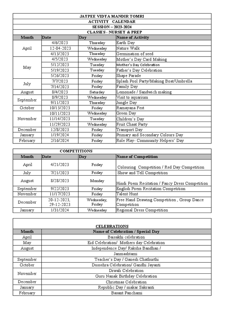 Np Academic Calendar Academic Calendar - AusmalbilderFurKinder.de