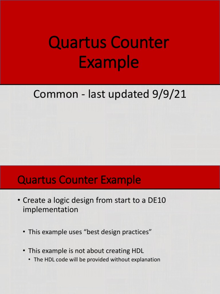 Quartus counter example pdf vhdl hardware description language