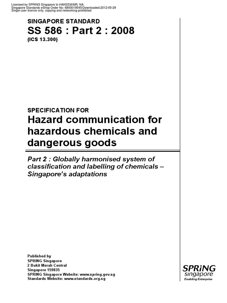 SS 586: Hazard Communication Standards | PDF | Dangerous Goods | Toxicity